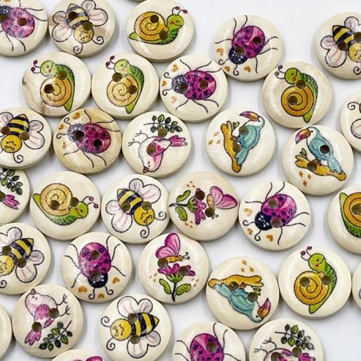 Пуговицы Природа Микс15 мм 2 прокола 6 штук в уп. (Resin DHS-19 микс)