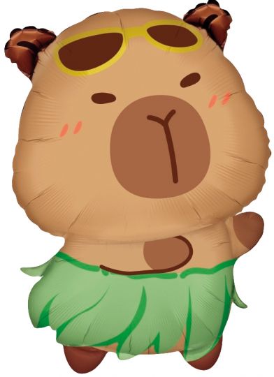Капибара танцует шар фигурный фольгированный с гелием