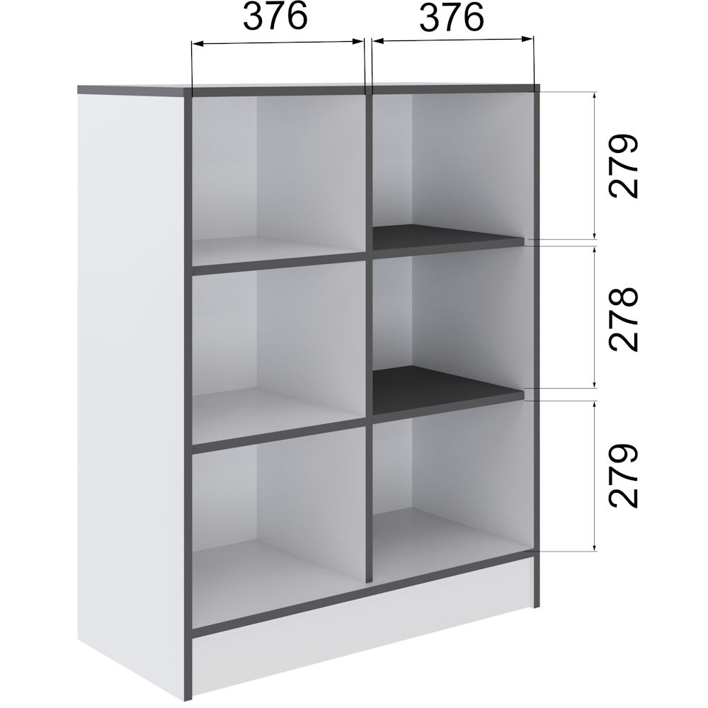 Тэбби Стеллаж малый белый /серый графит