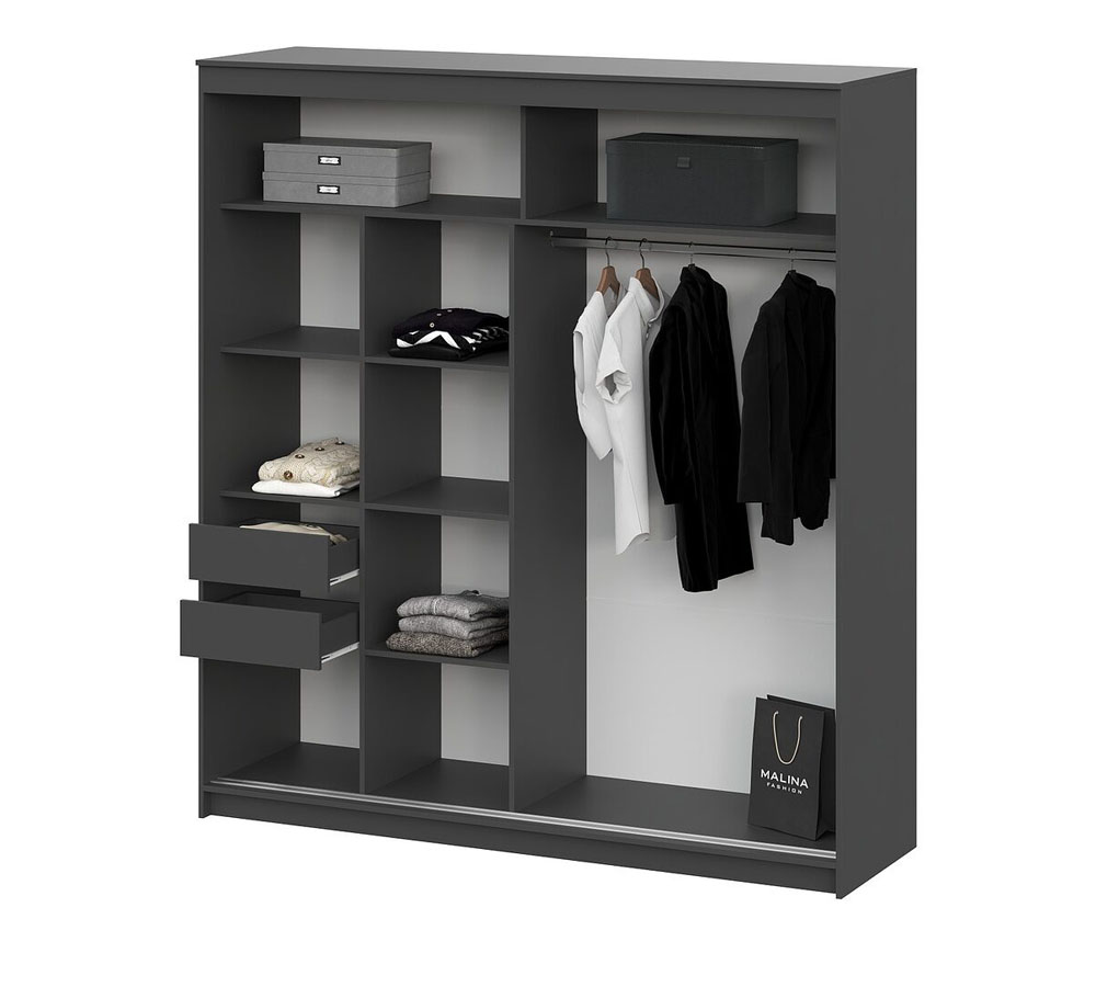 Шкаф-купе №25 (2,0 м) Блэк Лайт графит