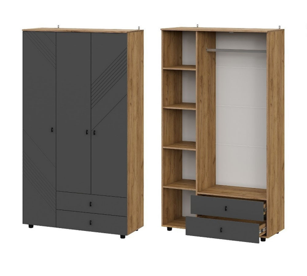 Модульная система "Байкал" Шкаф трехстворчатый (с ящиками)