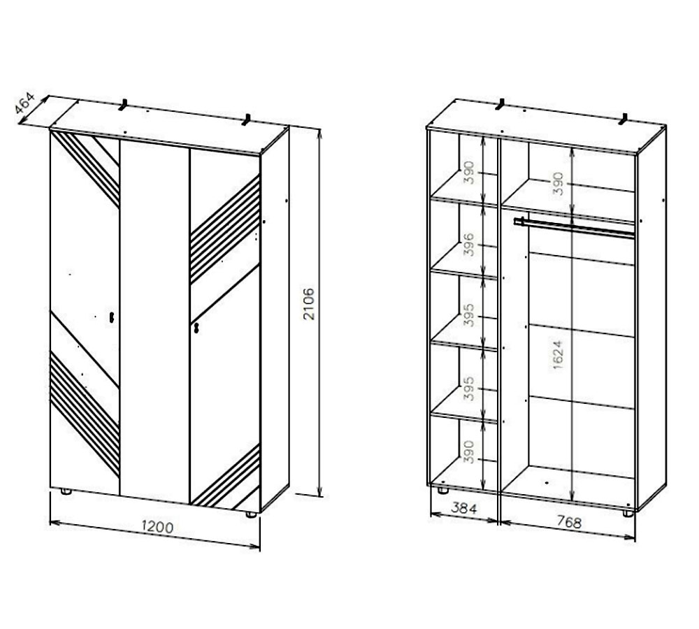 Модульная система "Байкал" Шкаф трехстворчатый