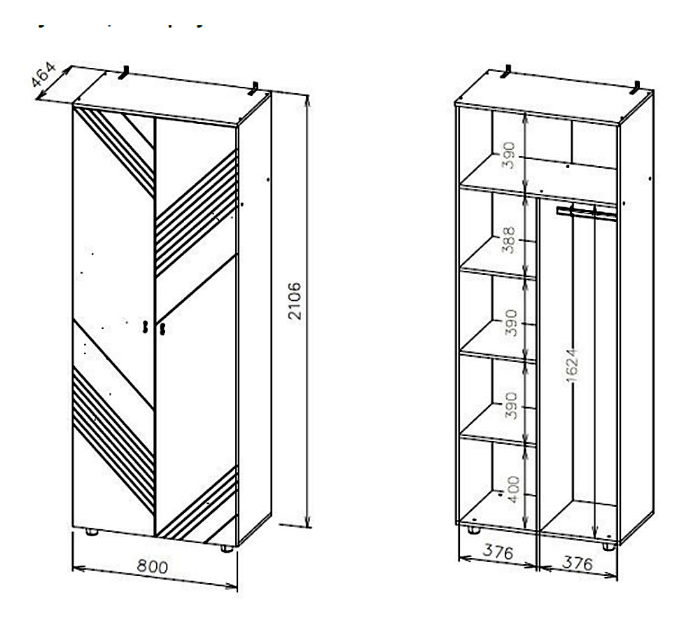 Модульная система "Байкал" Шкаф двухстворчатый (комбинированный)