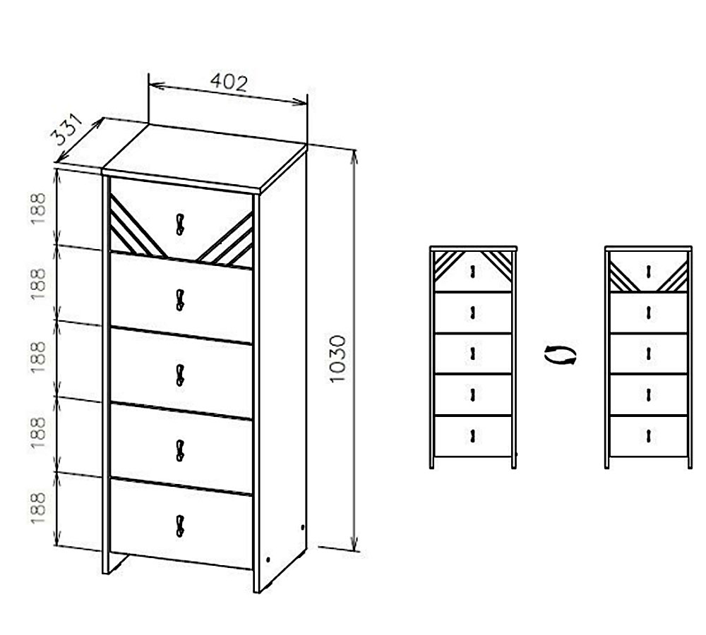 Модульная система "Байкал" Комод (5 ящиков)