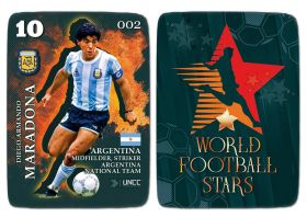 002 - Диего Марадона, Сборная Аргентины. "World Football Stars". UNCC. Коллекционная карточка Oz