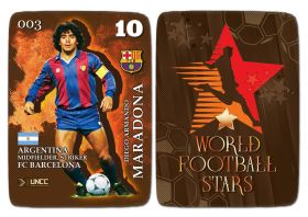 003 - Диего Марадона, ФК Барселона. "World Football Stars". UNCC. Коллекционная карточка Oz