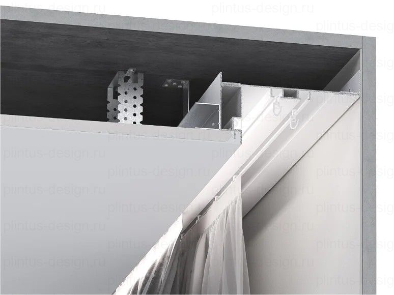 М 02 с примыканием - скрытый карниз, гардина FerGipps