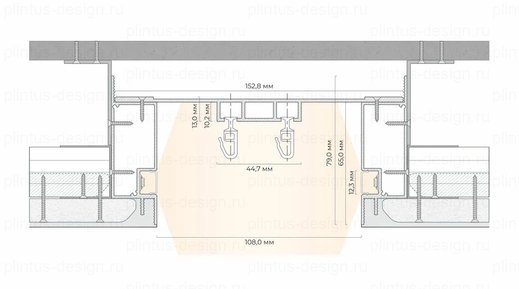 М 02 с отступом - скрытый карниз, гардина FerGipps