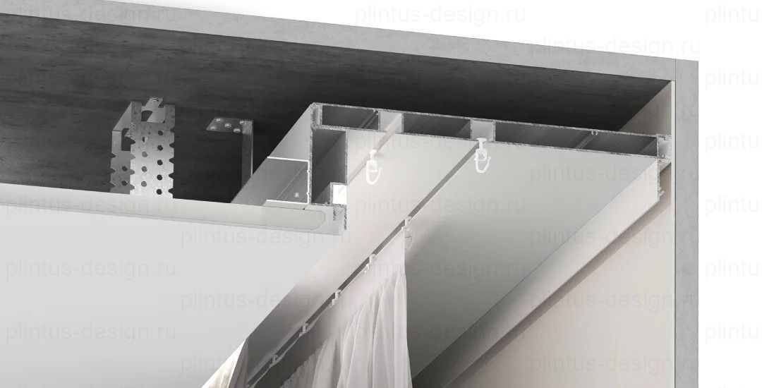 Ниша для штор из Б 01 с карнизом М 01 и держателем ТД 1 FerGipps