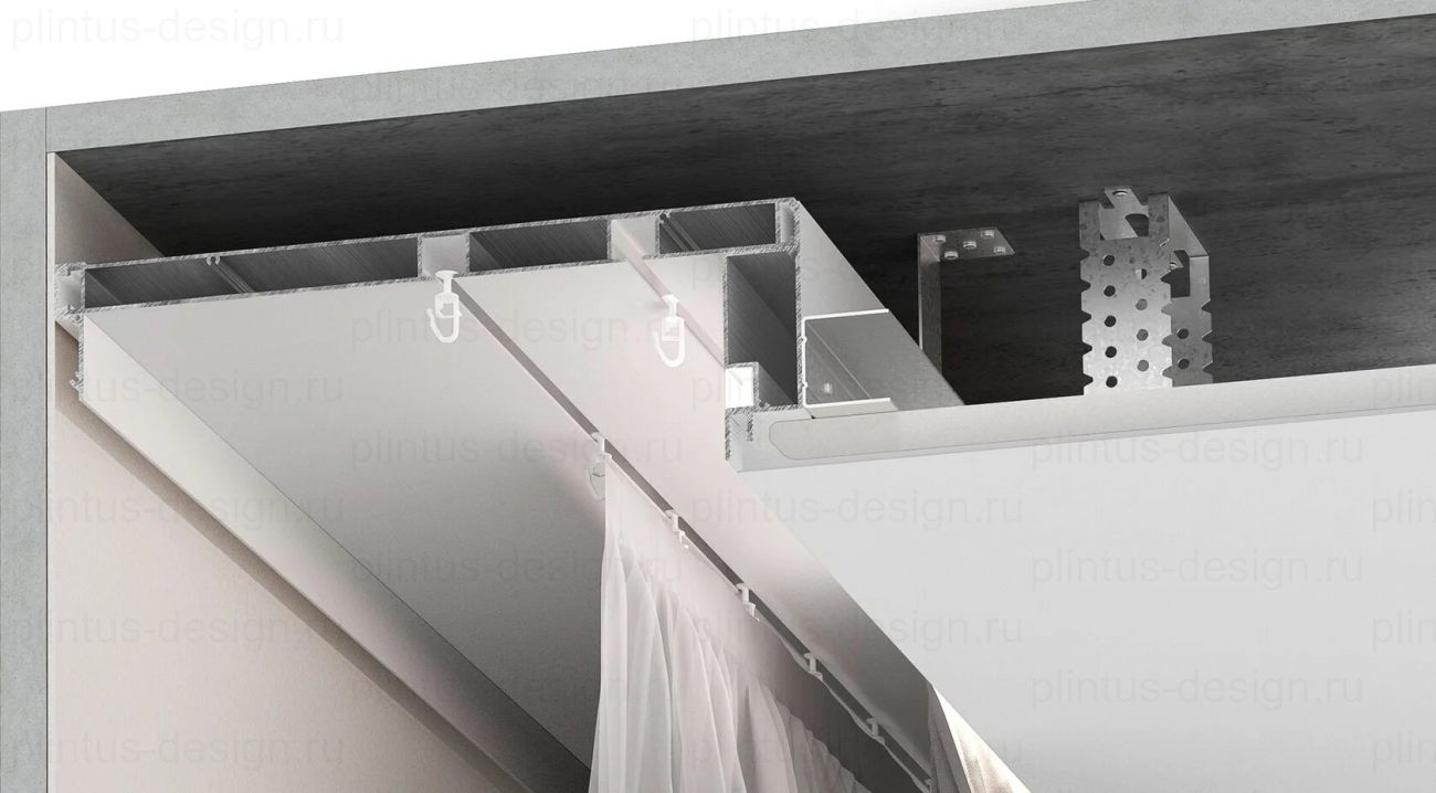 Ниша для штор из Б 01 с карнизом М 01 и держателем ТД 1 FerGipps