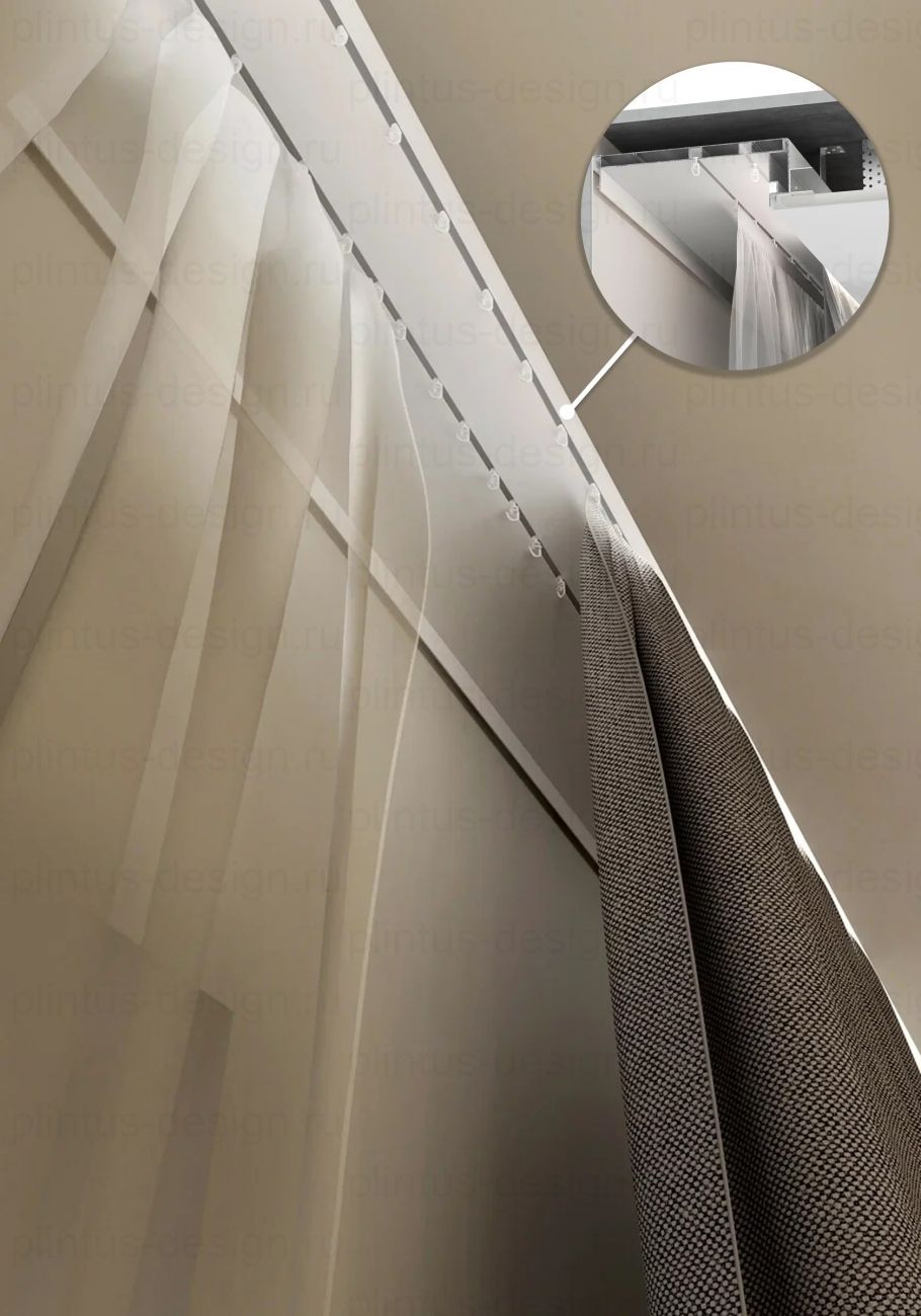 Ниша для штор из Б 01 с карнизом М 01 и держателем ТД 1 FerGipps