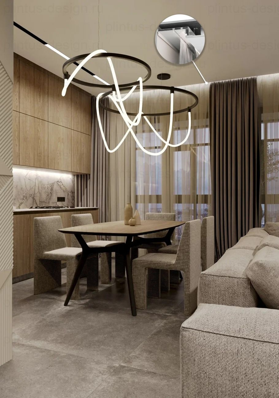 Ниша для штор из Б 01 с карнизом М 01 и держателем ТД 1 FerGipps