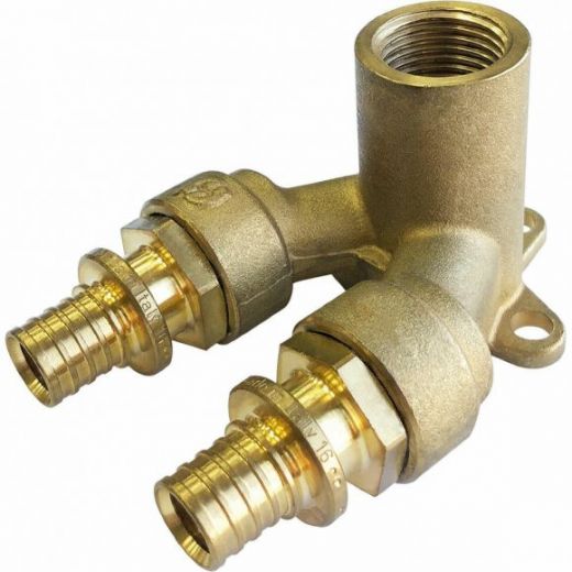 Угольник настенный проточный 20x1/2 для труб из сшитого полиэтилена STOUT