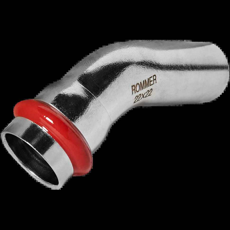 Угольник однораструбный 45° НПр 22 из нержавеющей стали ROMMER