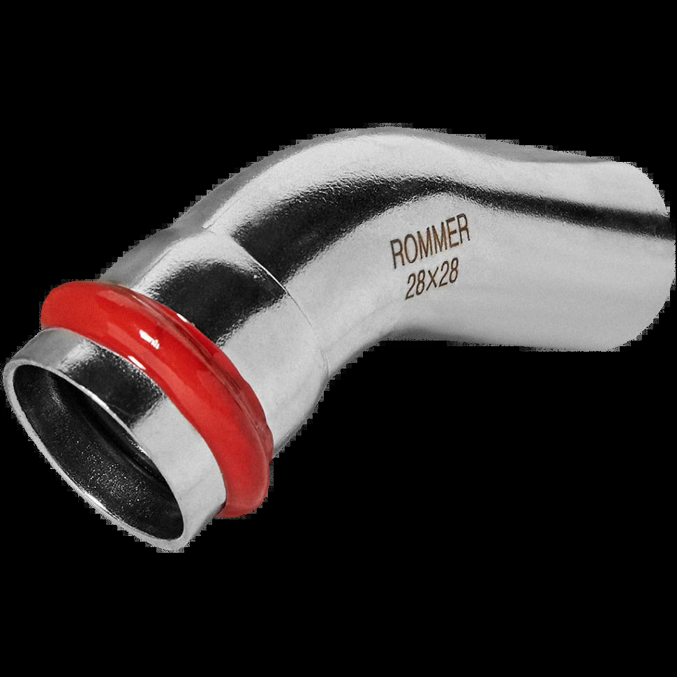 Угольник однораструбный 45° НПр 28 из нержавеющей стали ROMMER