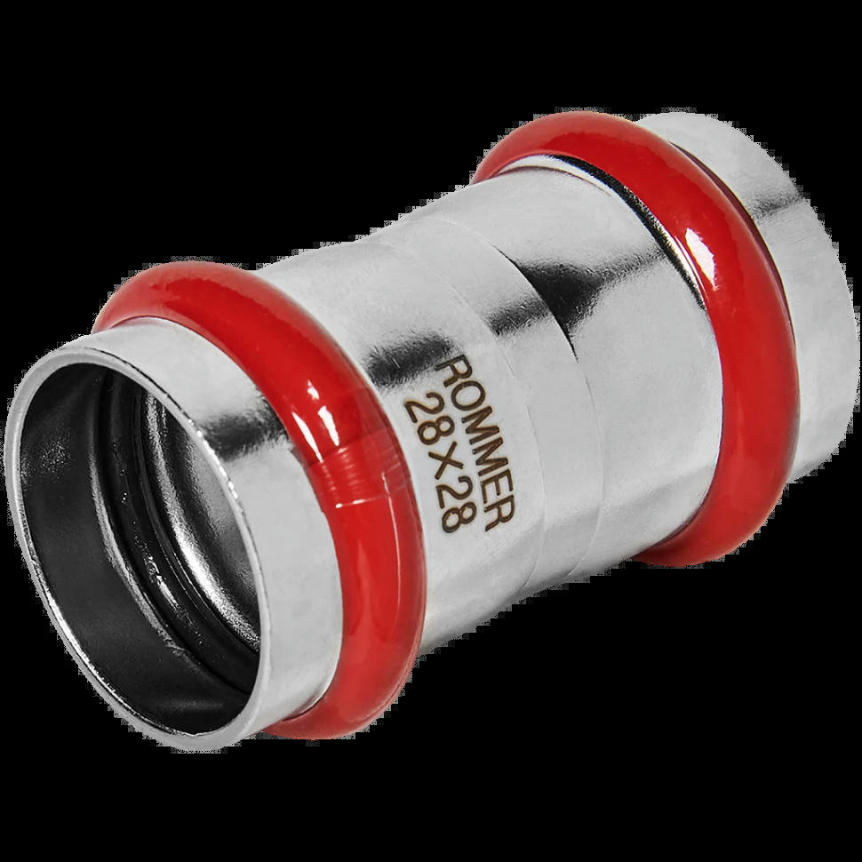 Муфта равнопроходная 28 из нержавеющей стали ROMMER