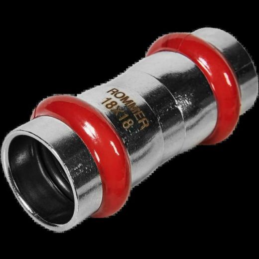 Муфта равнопроходная 18 из нержавеющей стали ROMMER