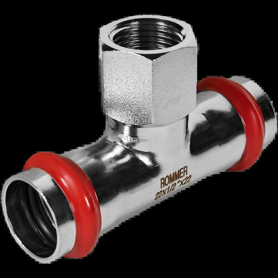 Тройник-переходник ВР 22х1/2 из нержавеющей стали ROMMER