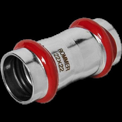Муфта равнопроходная 22 из нержавеющей стали ROMMER