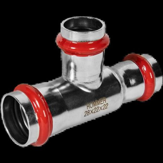 Тройник переходной ВПр 28х22х22 из нержавеющей стали ROMMER