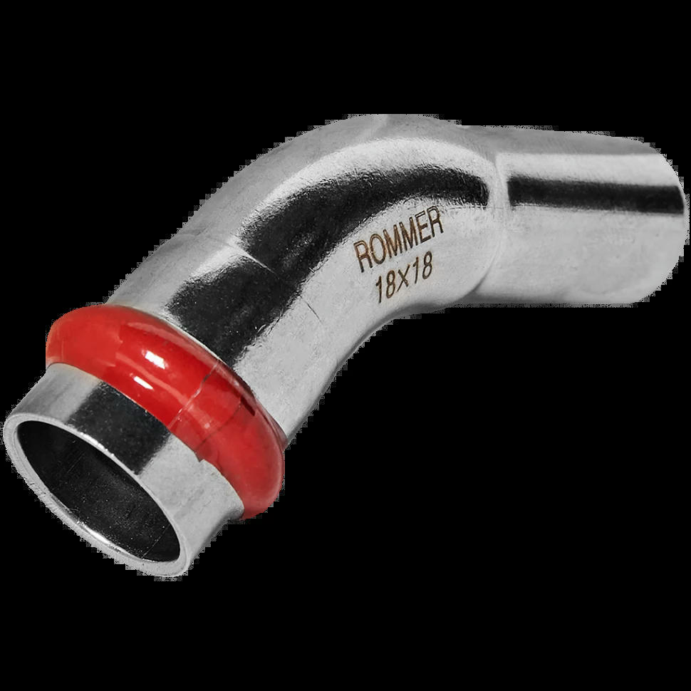 Угольник однораструбный 45° НПр 18 из нержавеющей стали ROMMER