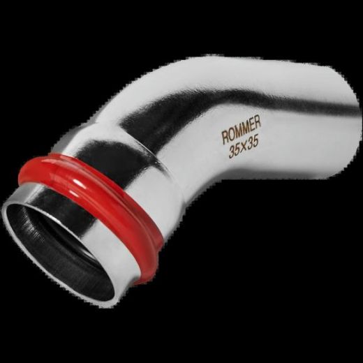 Угольник однораструбный 45° НПр 35 из нержавеющей стали ROMMER