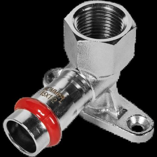 Угольник настенный с креплением ВР 15х1/2 из нержавеющей стали ROMMER