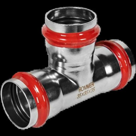 Тройник равнопроходной 35 из нержавеющей стали ROMMER