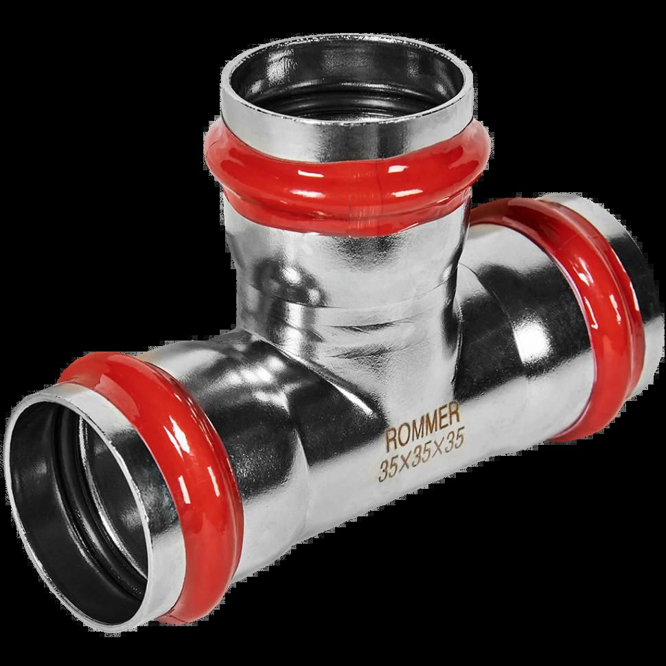 Тройник равнопроходной 35 из нержавеющей стали ROMMER