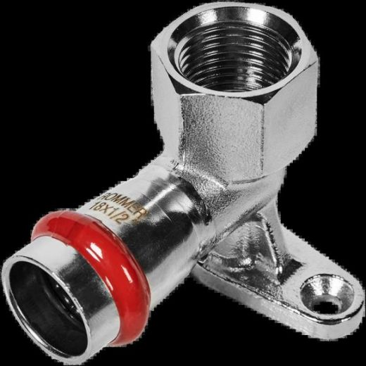 Угольник настенный с креплением ВР 18х1/2 из нержавеющей стали ROMMER