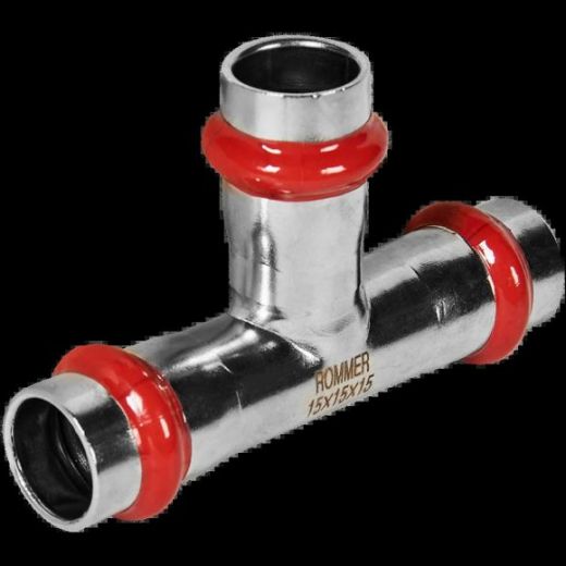 Тройник равнопроходной 15 из нержавеющей стали ROMMER