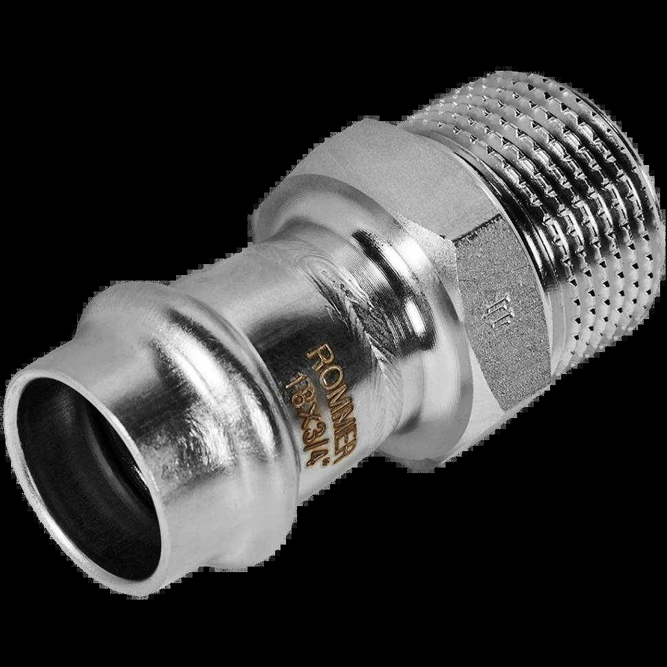 Переходник НР 18х3/4 из нержавеющей стали ROMMER