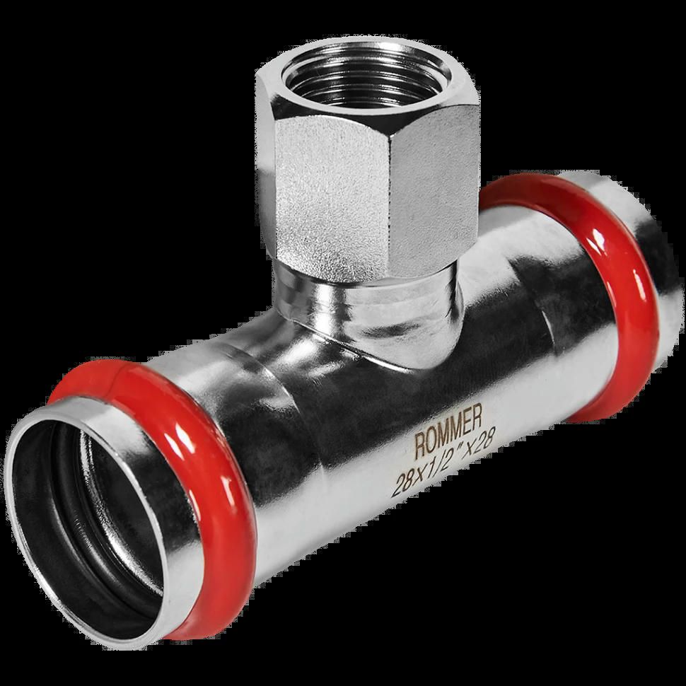 Тройник-переходник ВР 28х1/2 из нержавеющей стали ROMMER