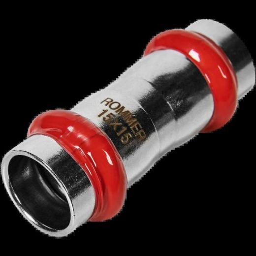Муфта равнопроходная 15 из нержавеющей стали ROMMER
