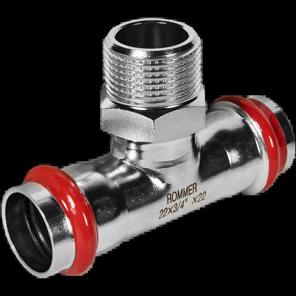 Тройник-переходник НР 22х3/4 из нержавеющей стали ROMMER