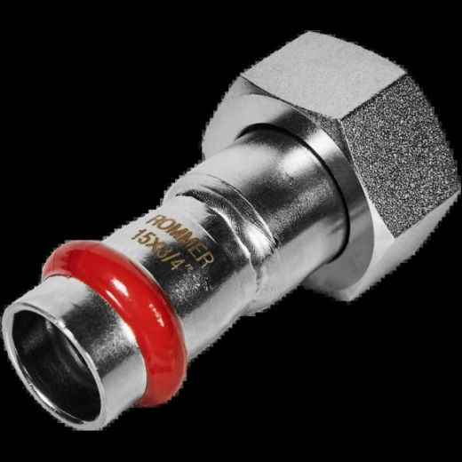 Переходник с накидной гайкой ВР 15х3/4 из нержавеющей стали ROMMER