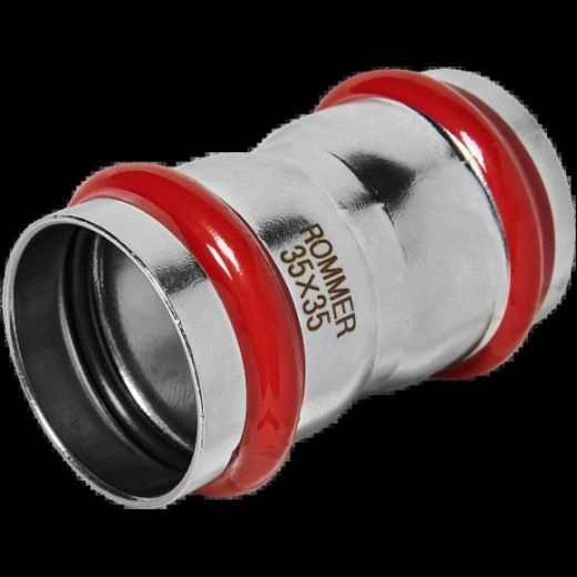 Муфта равнопроходная 35 из нержавеющей стали ROMMER