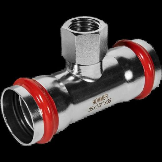 Тройник-переходник ВР 35х1/2 из нержавеющей стали ROMMER