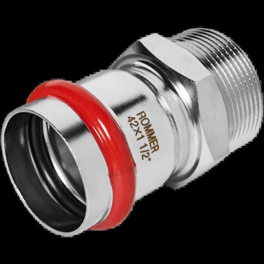 Переходник НР 42х1 1/2 из нержавеющей стали ROMMER