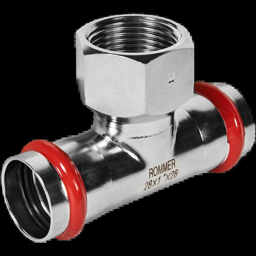 Тройник-переходник ВР 28х1" из нержавеющей стали ROMMER