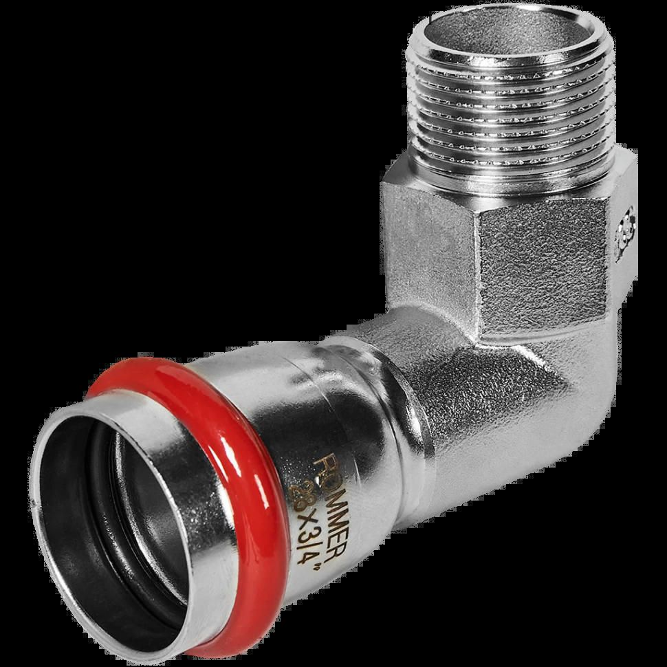 Угольник-переходник НР 28х3/4 из нержавеющей стали ROMMER