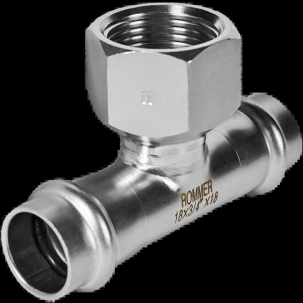 Тройник-переходник ВР 18х3/4 из нержавеющей стали ROMMER