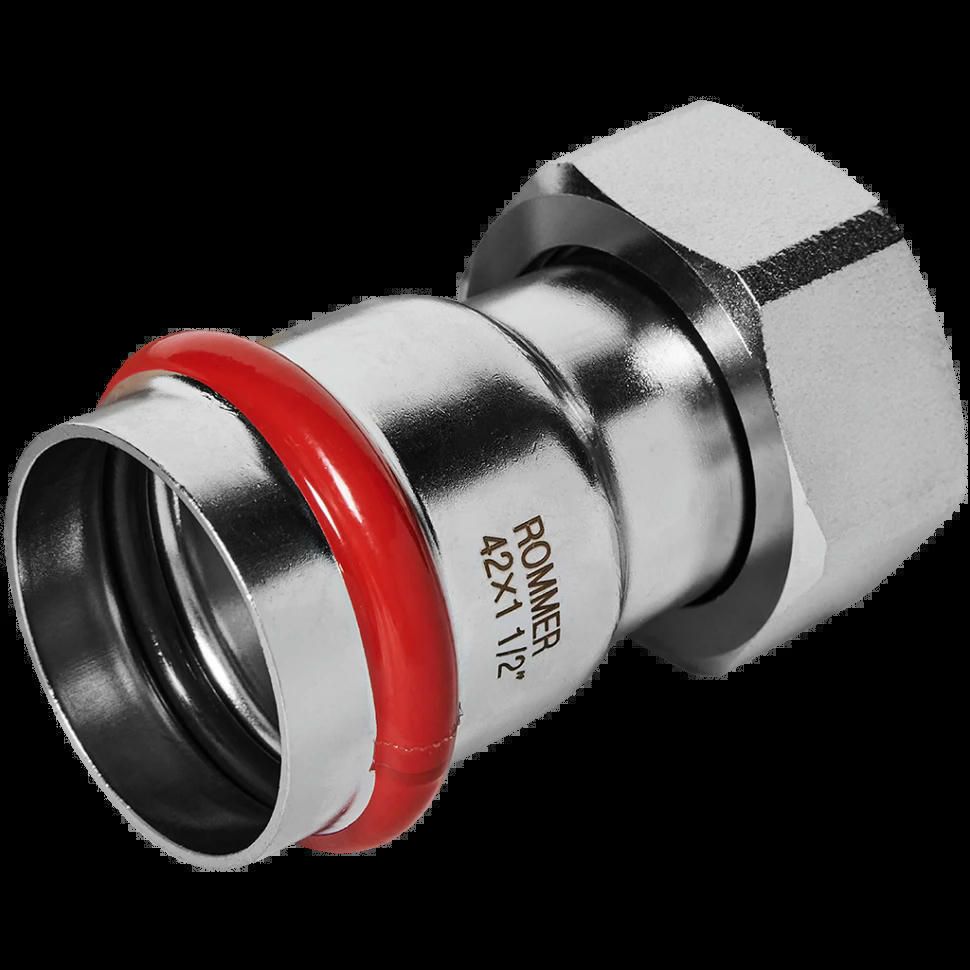 Переходник с накидной гайкой ВР 42х1 1/2 из нержавеющей стали ROMMER