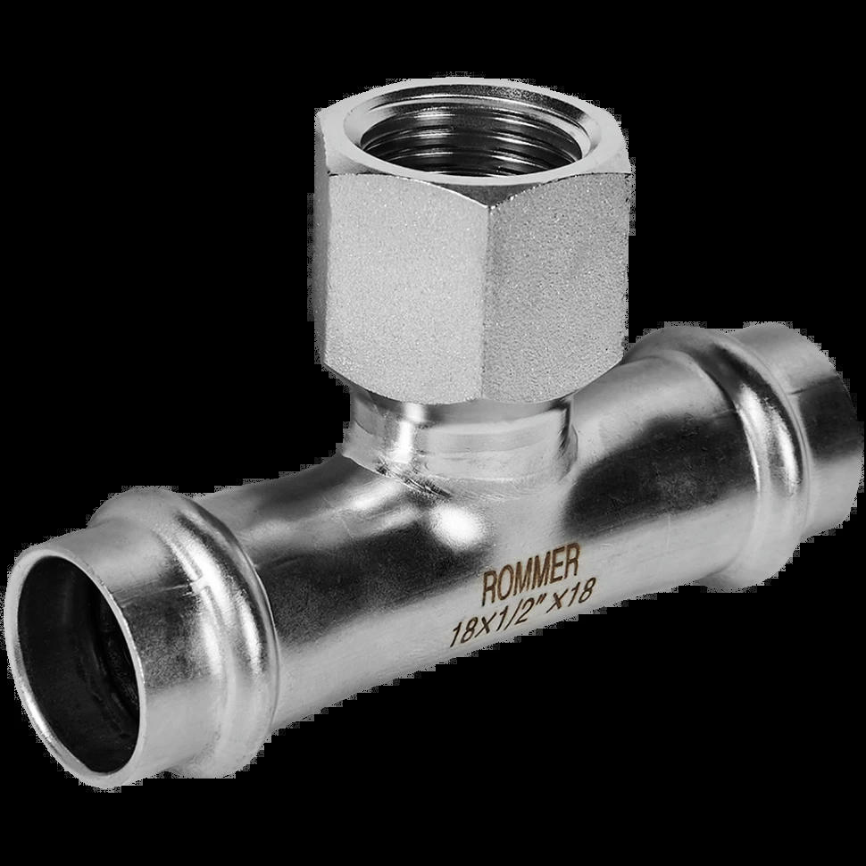 Тройник-переходник ВР 18х1/2 из нержавеющей стали ROMMER