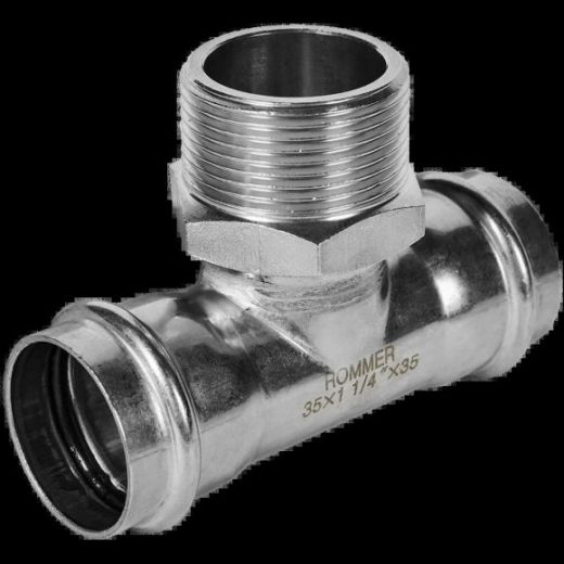 Тройник-переходник НР 35х1 1/4 из нержавеющей стали ROMMER