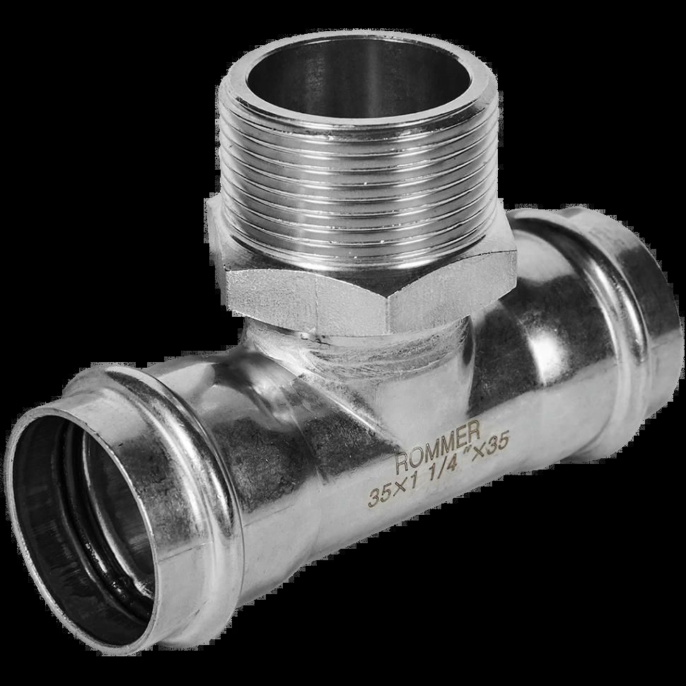 Тройник-переходник НР 35х1 1/4 из нержавеющей стали ROMMER