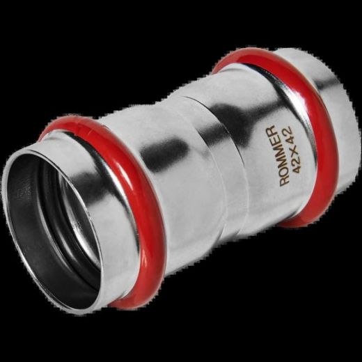 Муфта равнопроходная 42 из нержавеющей стали ROMMER