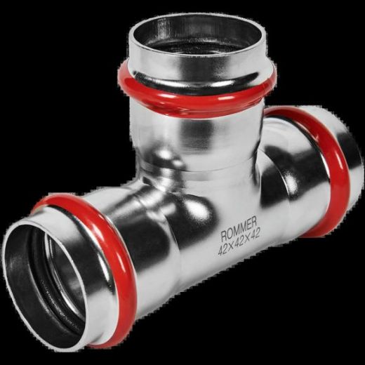 Тройник равнопроходной 42 из нержавеющей стали ROMMER