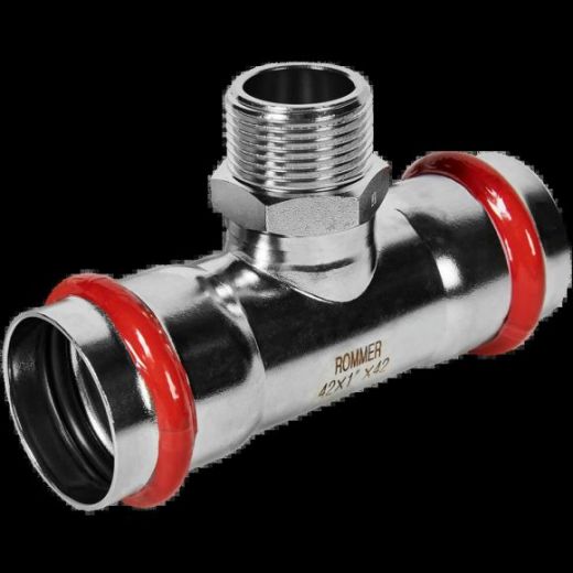 Тройник-переходник НР 42х1" из нержавеющей стали ROMMER