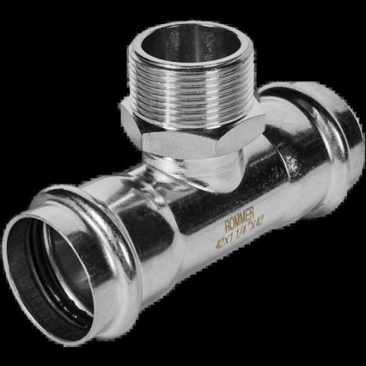 Тройник-переходник НР 42х1 1/4 из нержавеющей стали ROMMER